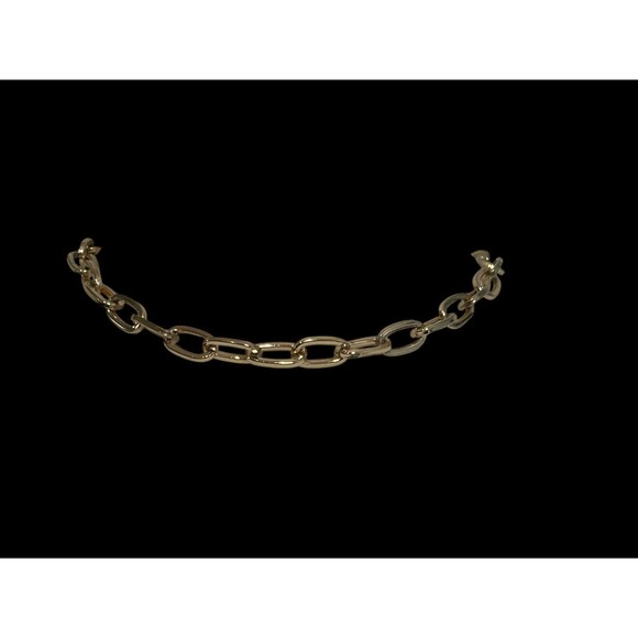 Chunky Gold Tone Oval Link Choker Collar Necklace 16" Long with 3" Extender - Picture 3 of 9